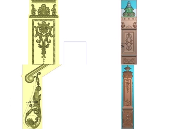 Jdpaint thiết kế tổng hợp trọn bộ 5 mẫu Trụ cầu thang CNC