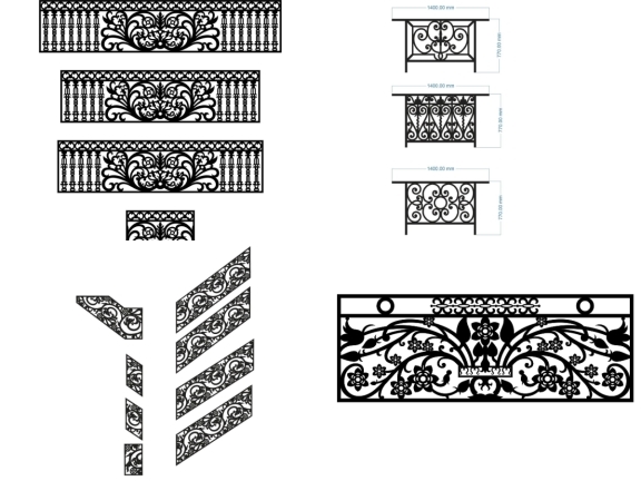 Lan can cắt cnc hiện đại cho nhà phố