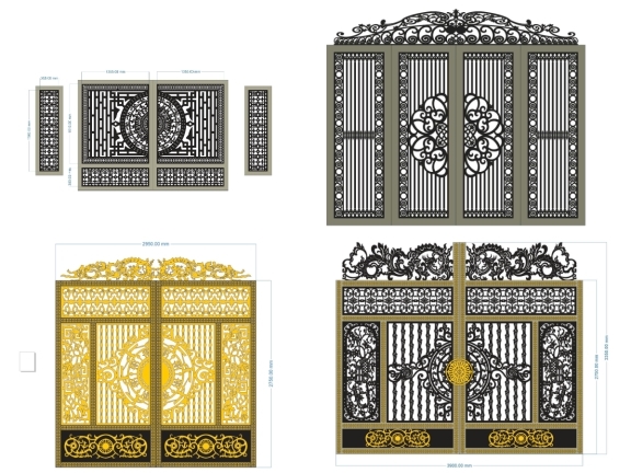 Mẫu Cổng 2 Cánh Đối Xứng Thanh Thoát