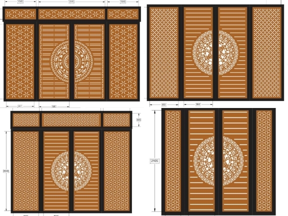 Mẫu Cổng 4 Cánh Bông Tuyết Phong Cách Tối Giản