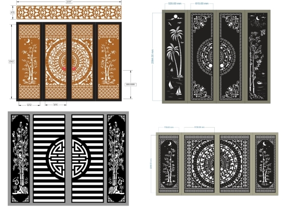 Mẫu Cổng 4 Cánh Trống Đồng Điểm Trúc - Tinh Hoa Hội Tụ