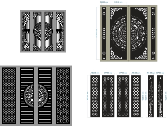 Mẫu Cổng Hiện Đại Hoa Văn Hình Học