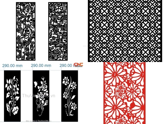 Mẫu Vách Ngăn Hoa CNC Trang Trí Không Gian