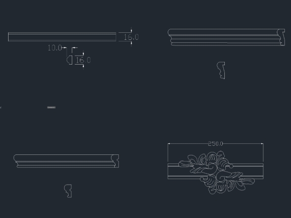Miễn phí download bộ 4 mẫu Phào chỉ CNC autocad