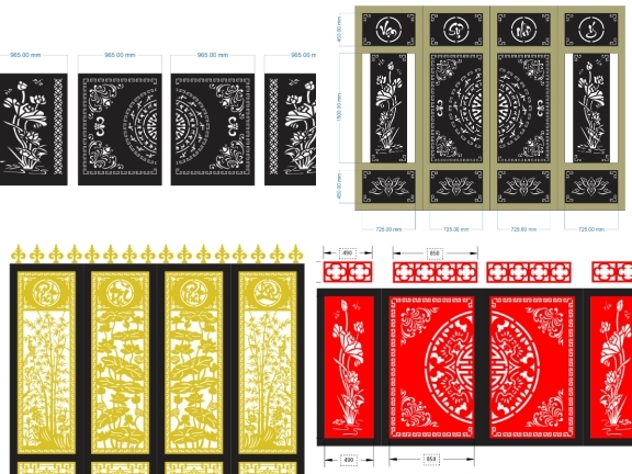 Thiết kế 7 mẫu cổng họa tiết hoa sen