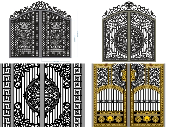 Thiết kế mẫu cổng 2 cánh 15 bộ