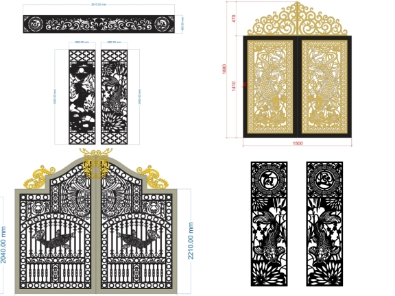 BST Tổng hợp 10 mẫu cổng 2 cánh cá chép