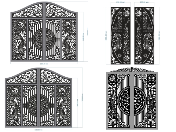 Tổng hợp 10 mẫu cổng 2 cánh cá chép