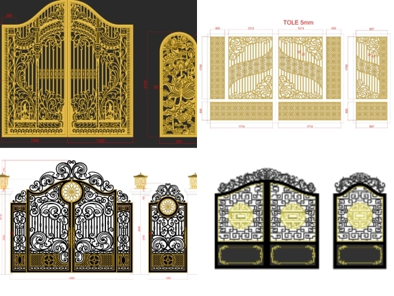 Tổng hợp 6 mẫu cổng 2 cánh có cổng phụ