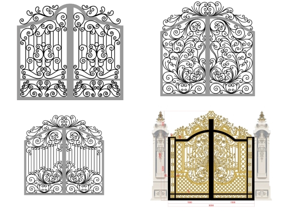 Tổng hợp 10 mẫu cổng 2 cánh sắt mỹ thuật