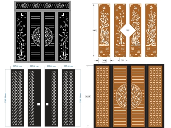 BST 10 mẫu cổng 4 cánh trống đồng mới nhất