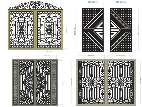 BST tổng hợp 12 mẫu cổng 2 cánh nhà phố