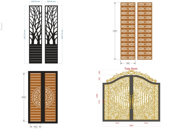 Tổng hợp 20 mẫu cổng giá rẻ 2 cánh đẹp mắt