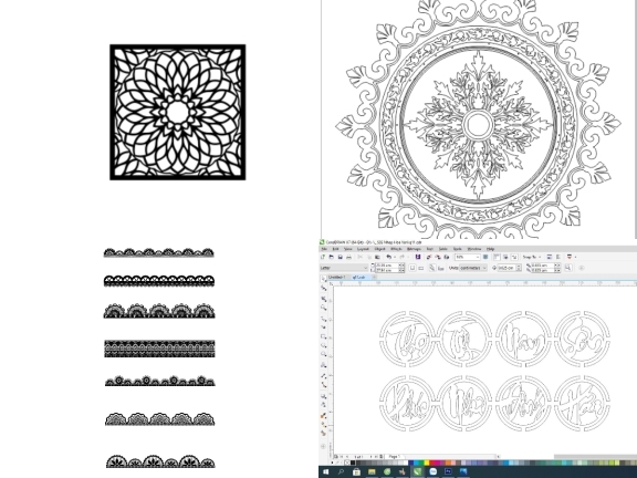 Tổng hợp 6 bản vẽ Autocad thiết kế Hoa văn Họa tiết CNC