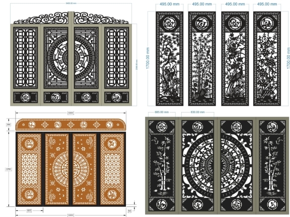 Tổng hợp 10 mẫu cổng 4 cánh phát tài phát lộc