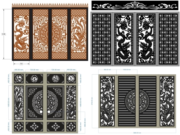 Top 10 mẫu cổng 4 cánh rồng