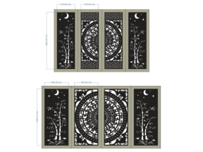 2 thiết kế cổng 4 cánh trống đồng trúc tiểu cảnh cắt cnc