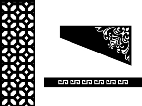 3 đầy đủ hoa văn cổng dxf