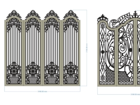 Bản vẽ 2 thiết kế cổng cắt cnc đẹp nhất 4 cánh