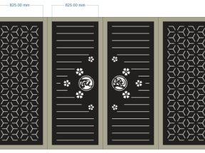 Bản vẽ cnc cổng 4 cánh tài lộc hoa đẹp