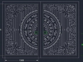 Bản vẽ cổng 2 cánh trống đồng cnc