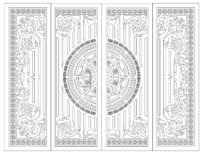 Bản vẽ dxf cnc cổng 4 cánh trống đồng dxf
