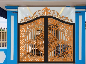 Bản vẽ thiết kế cổng 2 cánh hoa văn trống đồng