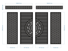 Bản vẽ thiết kế cổng 4 cánh chính phụ cnc dxf