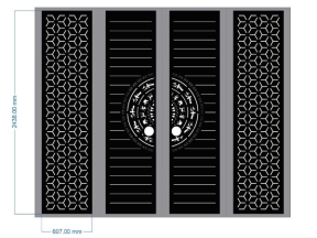 Bộ cổng 4 cánh trống đồng bông tuyết cnc dxf đẹp