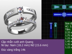Cặp nhẫn cưới CNC được thiết kế cho anh Quang rất đẹp