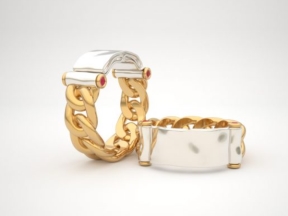 Cặp nhẫn vàng trang sức CNC thiết kế rất phong cách