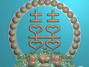 Chữ song hỷ khắc đầu giường cnc jdp đẹp