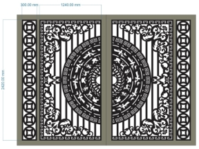 Cnc cổng 2 cánh trống đồng đơn giản dxf