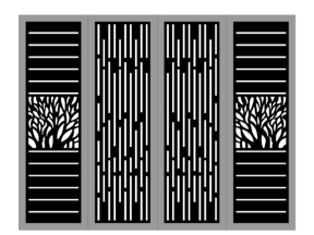 Cnc cổng 4 cánh mẫu họa tiết cây đẹp