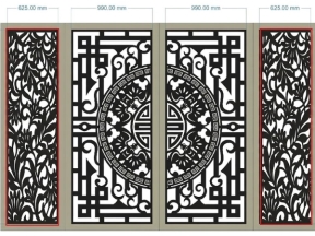 CNC cổng 4 cánh trống đồng hoa lá