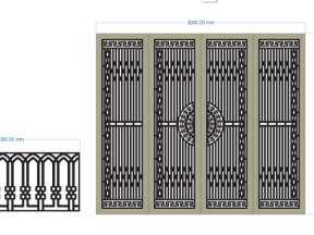 Cnc cổng 4 cánh và hàng rào đẹp dxf