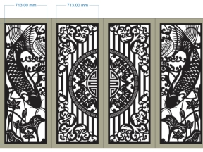Cnc cổng cá chép hoa sen dxf 4 cánh