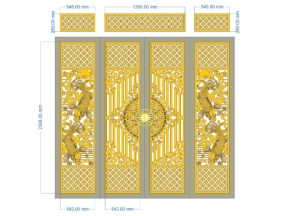 Cnc thiết kế cổng 4 cánh cá chép đẹp dxf
