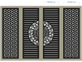 Cnc thiết kế cổng 4 cánh trống đồng bông tuyết