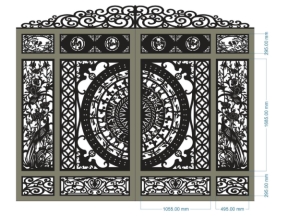 Cổng 2 cánh trống đồng an khang thịnh vượng