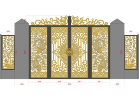 Cổng 4 cánh cá chép đôi cnc model dxf