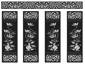 Cổng 4 cánh hoa kết hợp ô thoáng cnc
