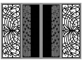 Cổng 4 cánh họa tiết hoa dây đan kết hợp nan cnc