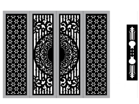 Cổng 4 cánh hoa văn kết hợp hoa cnc đẹp