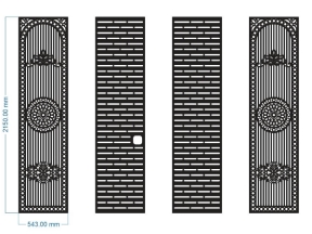 Cổng 4 cánh hoa văn vòm đẹp model dxf