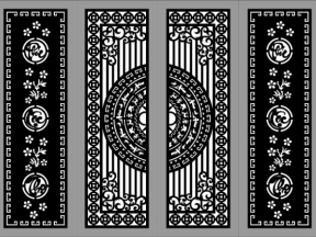 Cổng 4 cánh phúc lộc thọ trống đồng cnc