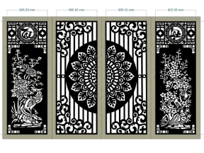 Cổng 4 cánh tài lộc cúc mai cnc file dxf