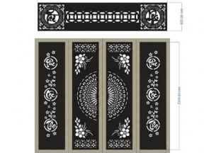Cổng 4 cánh tài lộc phúc lộc thọ kết hợp hoa cnc