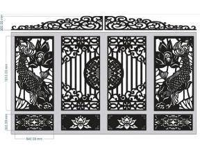 Cổng 4 cánh trống dơi cá chép cnc