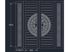 Cổng 4 cánh trống đồng, bông tuyết có lỗ khóa tròn